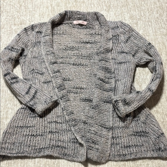 1x large XL Elsamanda Wool blend Mohair GREY mix cardigan chunky knit - Picture 1 of 5